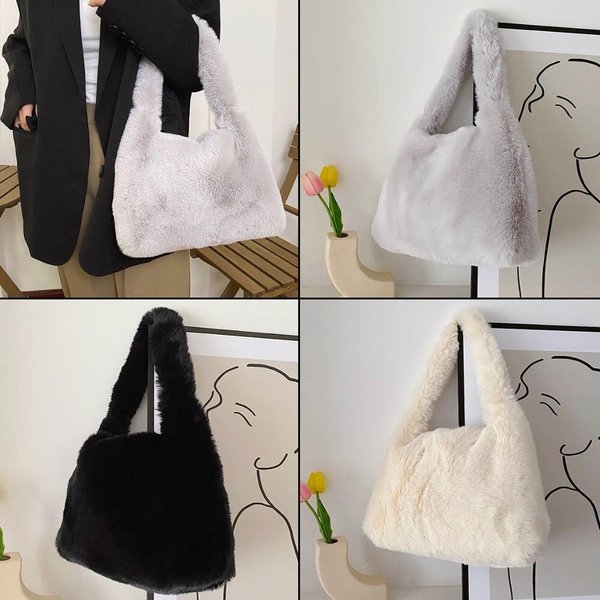 [옷자락] 여자 소프트 겨울가방 에코퍼 스냅 털가방 토트백