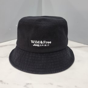 JO1GCU907 블랙 자수 로고 WILD&FREE 버킷햇 벙거지