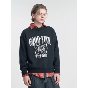 Good Luck Clover Graphic Knit_Black