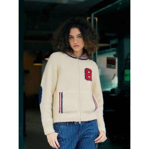 NO.8 Zip Cowichan Cardigan (Beige)