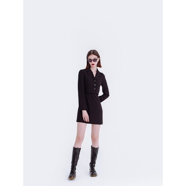 슬리브리스 원피스 (블랙)