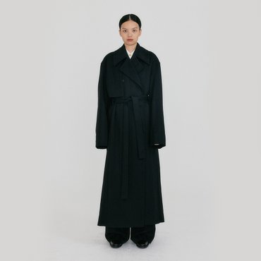 EENK ZEIDIA Oversized Belted Trench Coat - Black