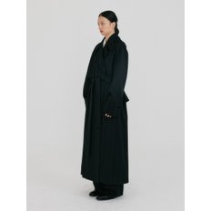 ZEIDIA Oversized Belted Trench Coat - Black