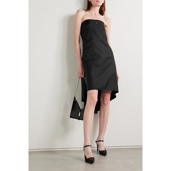 드레이프 장식 트윌 미니 드레스 블랙 1647597310941664