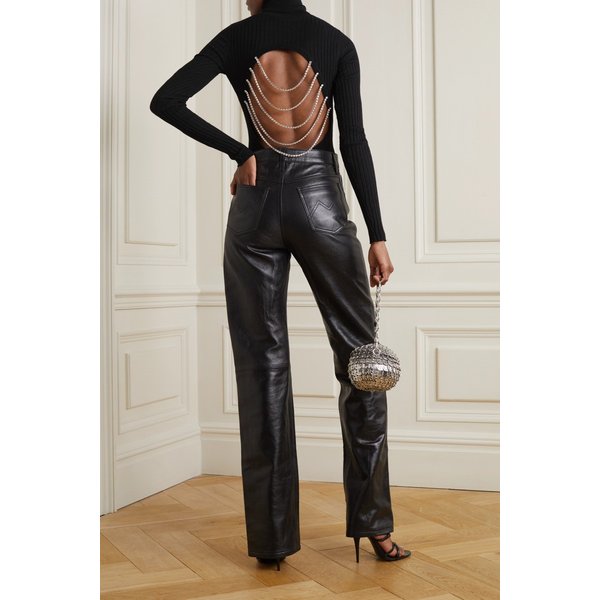 Lewis Crystal-embellished Cutout Ribbed-knit Bodysuit 블랙 46376663162333403