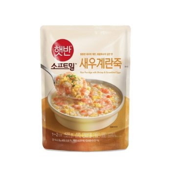  CJ제일제당 햇반 소프트밀 새우계란죽 420g x3개