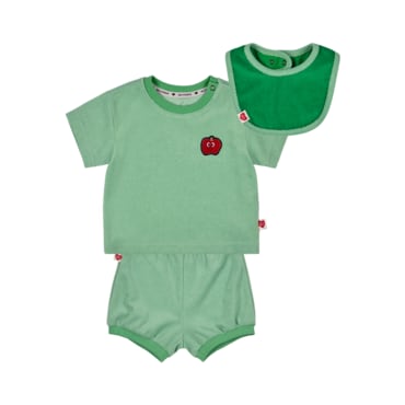 벨리타앤보이즈 [BABY SET] 그린 애플 테리 반바지 & 턱받이 BB5EST03GN
