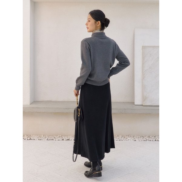 mllw 소프트 프리 밴딩 A라인 스웨터 스커트