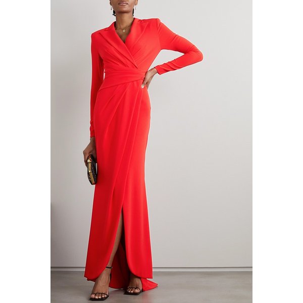 탈보트 런호프 랩 이펙트 드레이프 크레이프 드레스 레드 1647597290221676