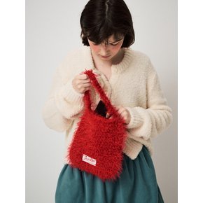 HANDMADE HAIRY KNIT BAG, RED