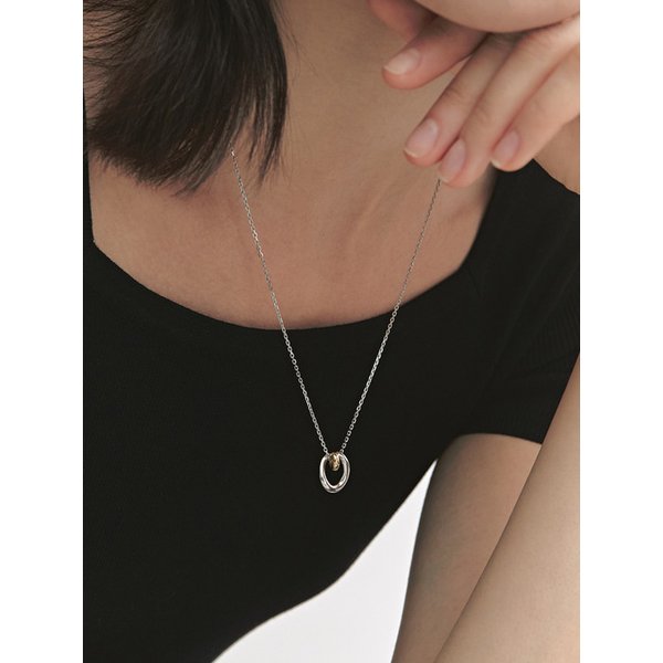 에트레브 실버(C) 노트 더블링 목걸이 HL6N45625C9550