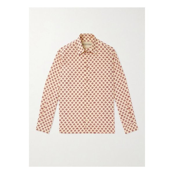 프린트 실크 크레이프 드 신 셔츠 뉴트럴 46376663162907815