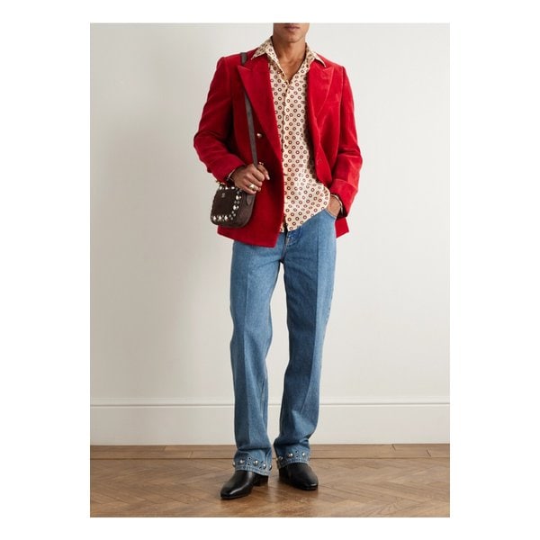 프린트 실크 크레이프 드 신 셔츠 뉴트럴 46376663162907815