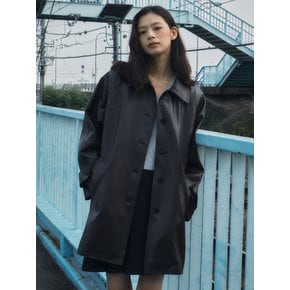 Even faux leather coat_Wine