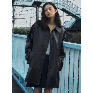 틸아이다이 Even faux leather coat_Wine