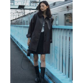 Even faux leather coat_Wine