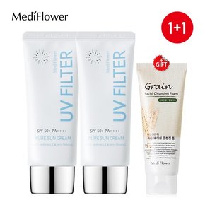 유브이 필터 퓨어 무기자차 선크림 50mlx2+곡물 클렌징폼 150ml