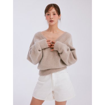 리엘 Angora logo v knit (beige)