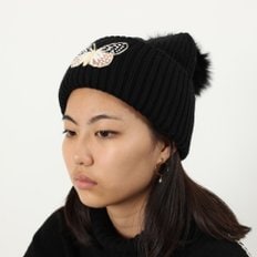 버터플라이 폼 여성 울비니 9WAA156XXMAXX 블랙 Yves Salomon Butterfly Knit Pom Beanie