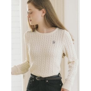 Cable Ribbon Long Sleeve Knit - Ivory