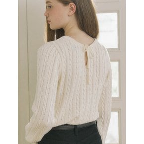 Cable Ribbon Long Sleeve Knit - Ivory