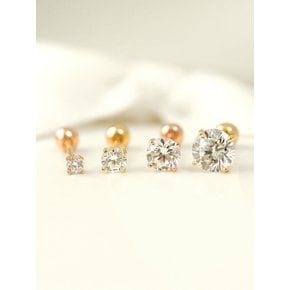 14K 라운드 큐빅 피어싱 귀걸이 2mm,3mm,4mm,5mm