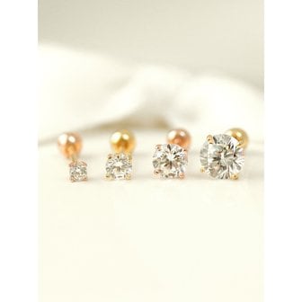 미니멀피어싱 14K 라운드 큐빅 피어싱 귀걸이 2mm,3mm,4mm,5mm