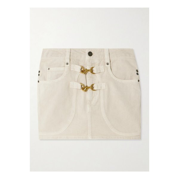 폴리나 장식 데님 미니 스커트 에크루 46376663162889935