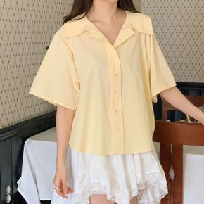소프트 빅카리 반팔 여름 셔츠 블라우스 레이어드 데일리룩_P394911763