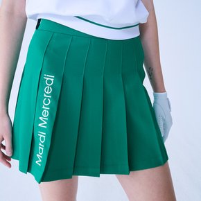 [마르디메크르디악티프]PLEATS MINI SKIRT LOGO NEEDLEWORK_GREEN IVORY/AFK31VSK005GNIV