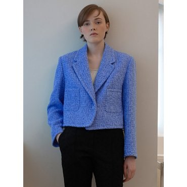 보카바카 Blue Tweed Crop Jacket VC2412JK104M