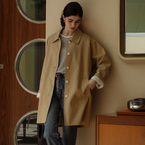 틸아이다이 Stitch raglan trench coat_Dark beige
