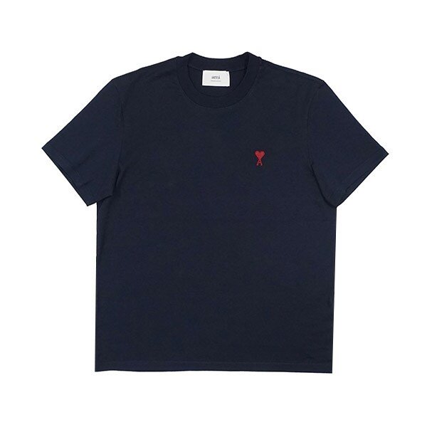 아미 스몰 하트 로고 오가닉 코튼 반팔 티셔츠 네이비 BFUTS035 724 430