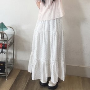 빈티지 도트 티어 밴딩 롱 스커트2color