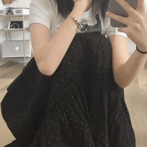 빈티지 도트 티어 밴딩 롱 스커트2color
