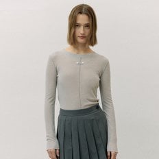 로라로라 STITCH ROUND NECK T-SHIRT GRAY