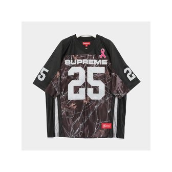 슈프림 25FW 패치로고 브레스트 캔서 어웨어니스 풋볼 저지 반팔 남성 티셔츠 FW25KN26 BLACK