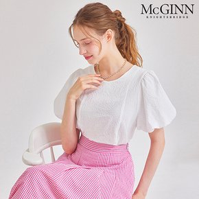 벌룬 슬리브 시어서커 블라우스_PBMF5M1BL5350
