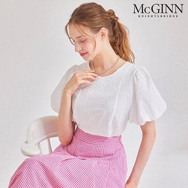 매긴 벌룬 슬리브 시어서커 블라우스_PBMF5M1BL5350