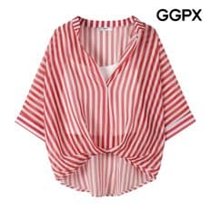 이너 세트 벌룬 스트라이프 시스루 셔츠 (GP6SH013F)