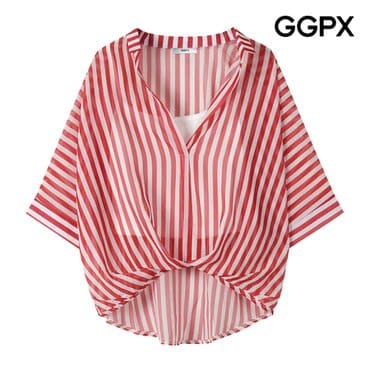 GGPX 이너 세트 벌룬 스트라이프 시스루 셔츠 (GP6SH013F)