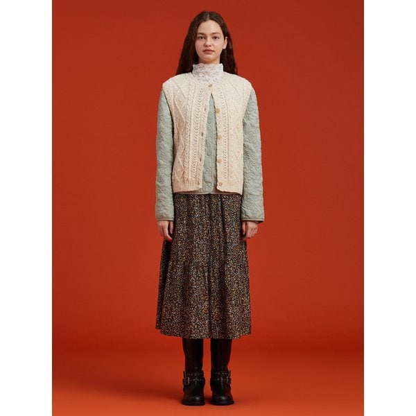 플라워 패턴 스커트_T258MSK245W