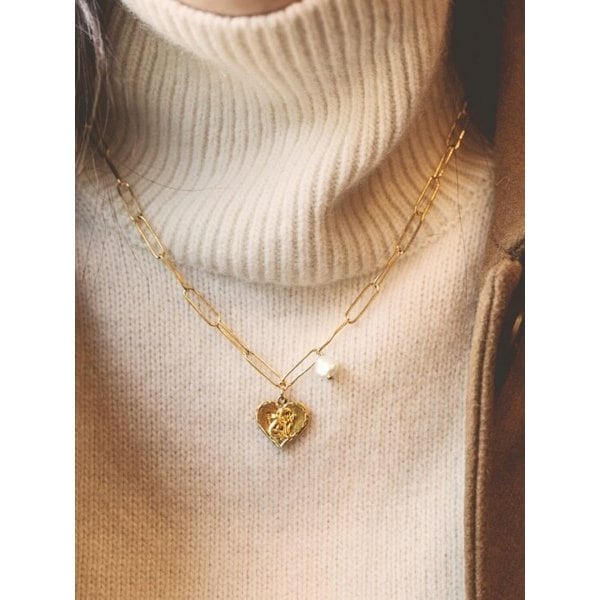 [리퍼브]Angel heart coin chain necklace_NZ0885