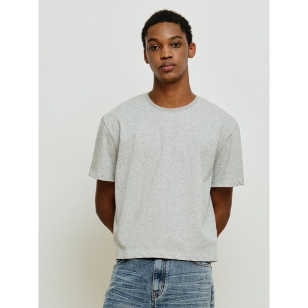 크롭 반팔 티셔츠 [그레이]