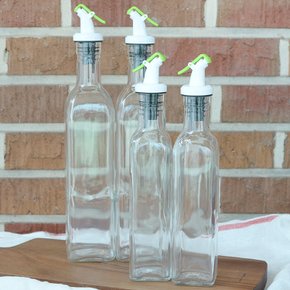 글라스 사각큐비 오일병 2SET 500ml 시럽 유리오일병