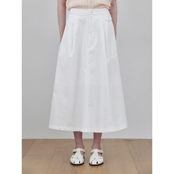 flared pin tuck skirt ivory