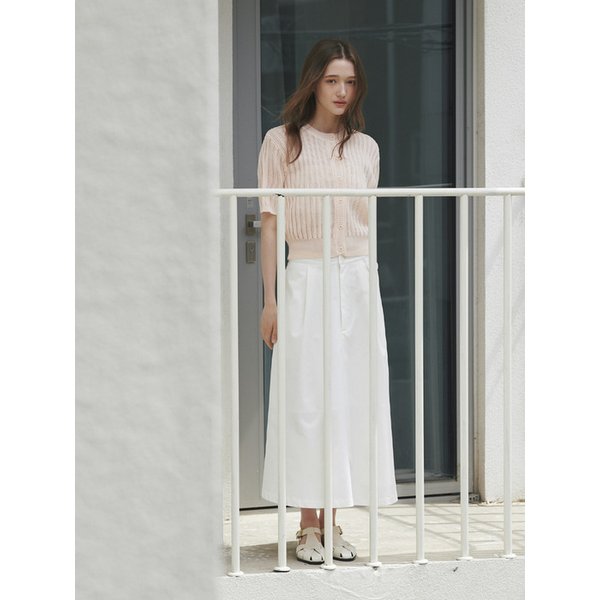 flared pin tuck skirt ivory
