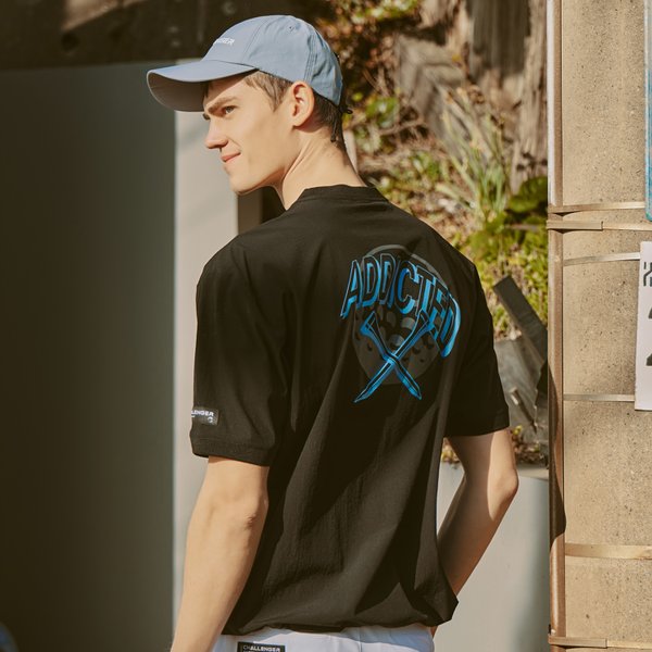 [부산점] ADDICTED 용출립스탑 남성 맨투맨형 반팔 우븐탑 블랙_CHD2MWT0211BK