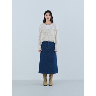 게스 [온라인 단독] 자가드 데님 롱스커트 OQ2D5950