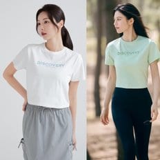 [24S/S] 디스커버리 DWRS95043 우먼스 타이포 크롭 반팔티셔츠 여름 반팔 티셔츠